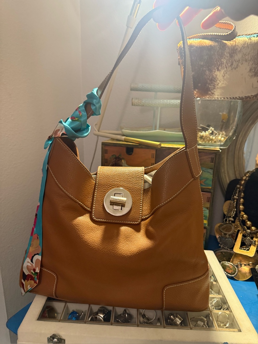 Classic Tiffany & Co Manhattan Tan Leather Shoulder Bag - Great Investment